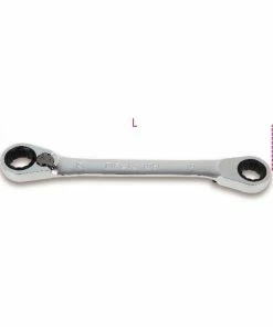 Beta Tools Beta 195P Metric Bi Hex Offset Reversible Double Ring Ratcheting Spanner Wrench 17x19mm