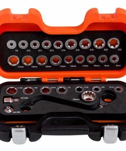 Bahco 1320SRM/S29 S Type Ratcheting Ring Spanner &amp; Torx / Hex Adaptor Set