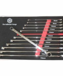 Britool Hallmark RRXLSET12 12 Piece Extra Long Flat Ratchet Ring Spanner Set 8-19mm