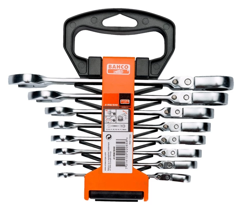Bahco 41RM/SH8 8 Piece Locking Flexi Head Ratchet Combination Spanner Set 8-19mm 2 Bahco 41RM/SH8 8 Piece Locking Flexi Head Ratchet Combination Spanner Set 8-19mm - Image 2