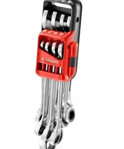 Facom 467B.JP8 8 Piece Reversible Ratcheting Anti Slip Combination Spanner Set 8-19mm