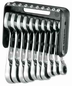 Facom 467BS.JP10 10 Piece Metric Stubby Anti-Slip Ratcheting Spanner Set 7-17mm