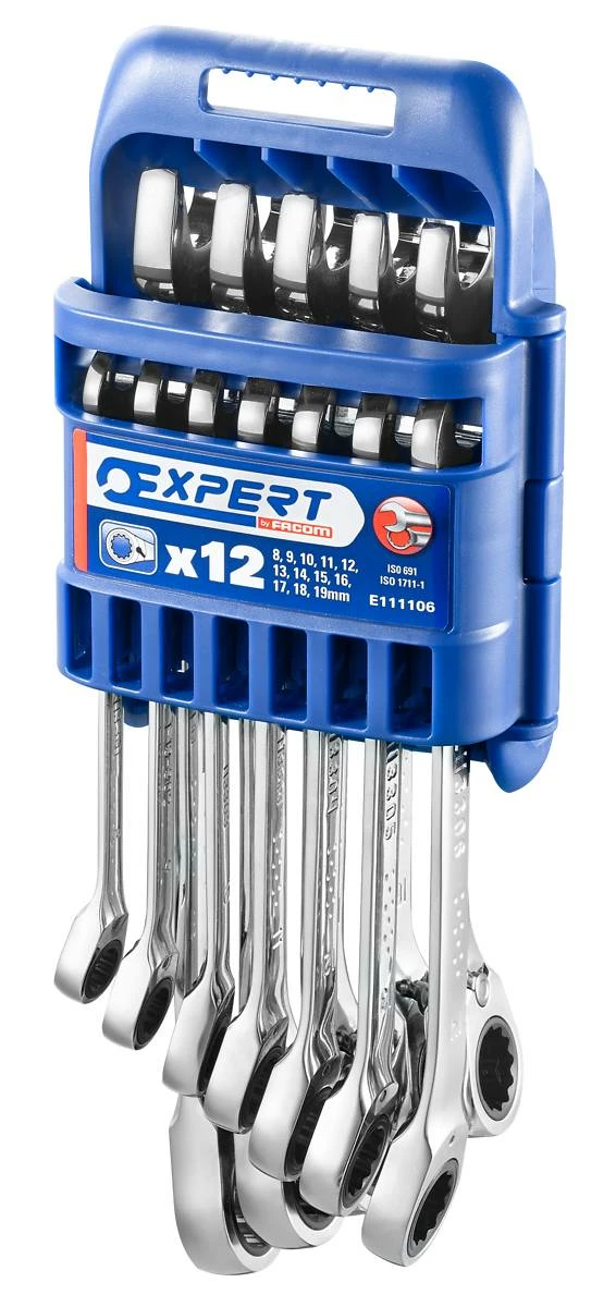 Expert By Facom E111106 12 Piece Metric Ratcheting Combination Spanner Wrench Set 8-19mm 1 Expert By Facom E111106 12 Piece Metric Ratcheting Combination Spanner Wrench Set 8-19mm