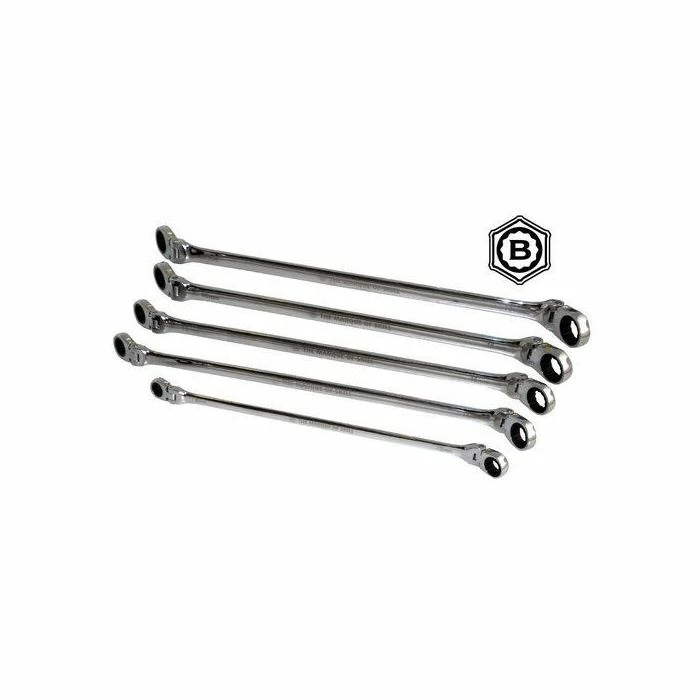 Britool Hallmark RRFXLSET5 5 Piece Extra Long Flexible Ratcheting Ring Spanner Set 8-19mm 2 Britool Hallmark RRFXLSET5 5 Piece Extra Long Flexible Ratcheting Ring Spanner Set 8-19mm - Image 2
