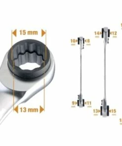 Bahco S4RM/3T 3 Piece Double Twin End Ratchet Ring Spanner Set 4in1 8-19mm (12 Sizes) -King Dick Shop S4RM3T 2