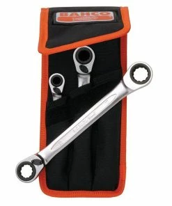 Bahco S4RM/3T 3 Piece Double Twin End Ratchet Ring Spanner Set 4in1 8-19mm (12 Sizes)