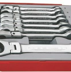 Teng Tools Teng TT6508RF Flexible Ratcheting Combination Spanner Set In Tool Box Tray